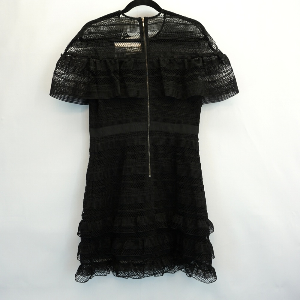 Mare Mare Lace Overlay Ruffled Lined Dress Black M - Picture 4 of 8